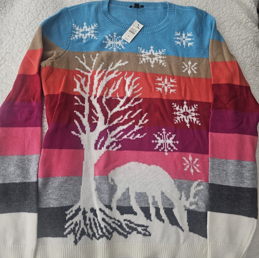 NWT Colorful Winter Sweater Talbots Size M